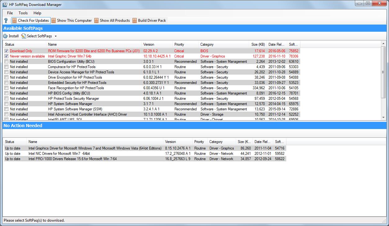 hp softpaq download manager build driver pack